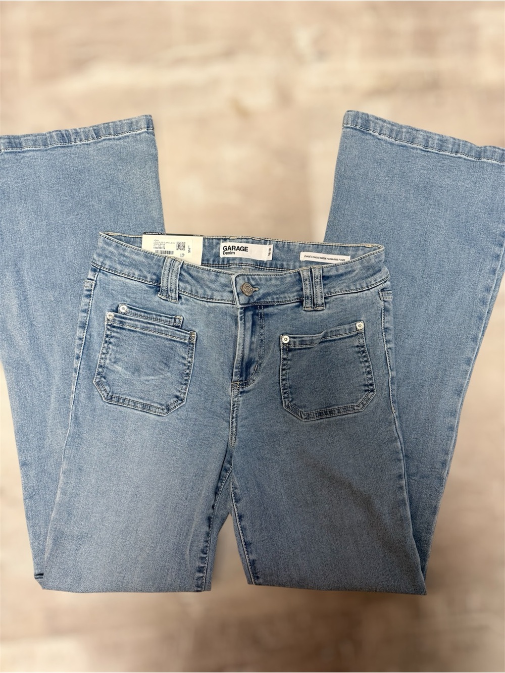Garage Light Wash Low Rise Flare Jeans